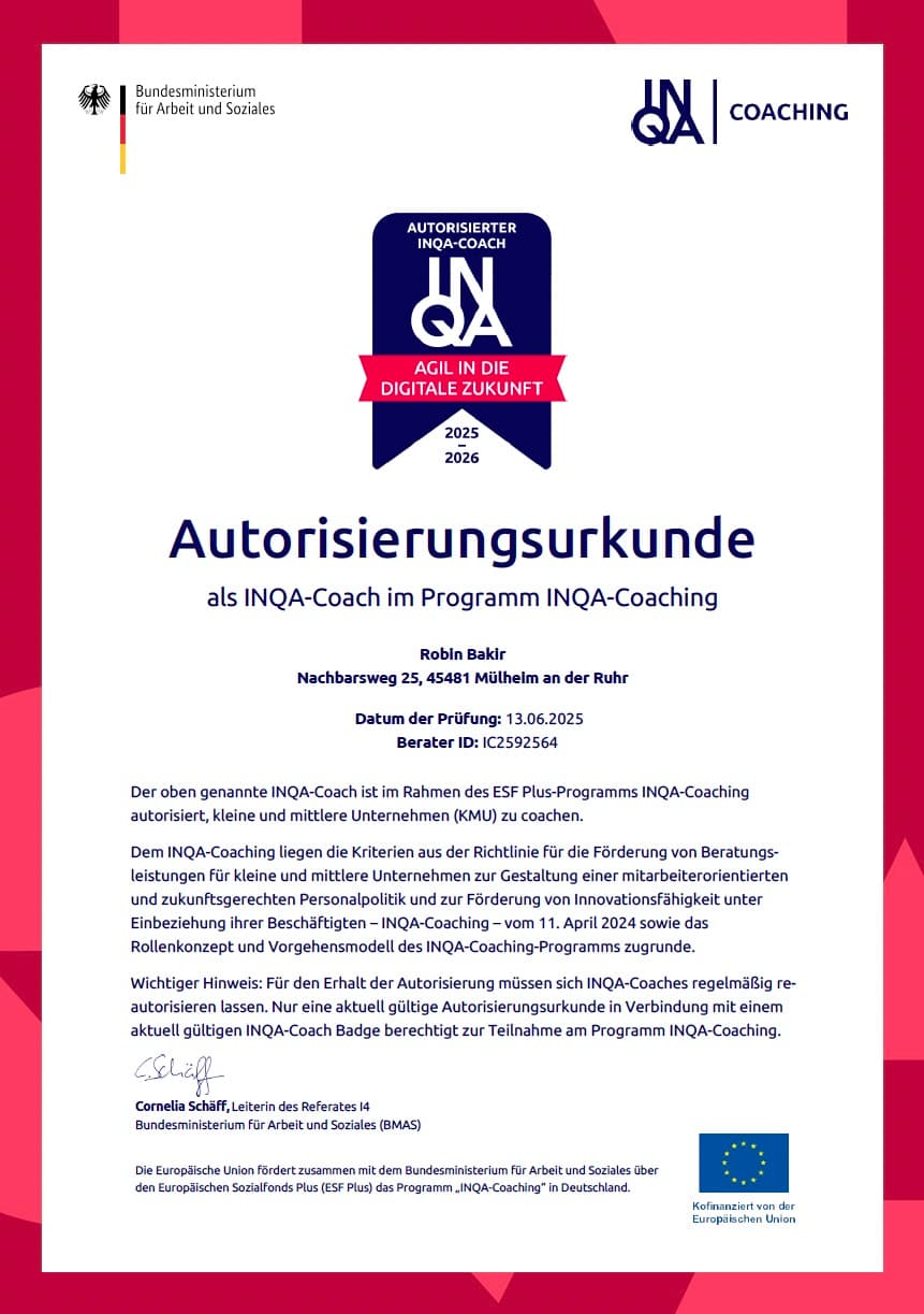 INQA-Autorisierungsurkunde – Robin Bakir